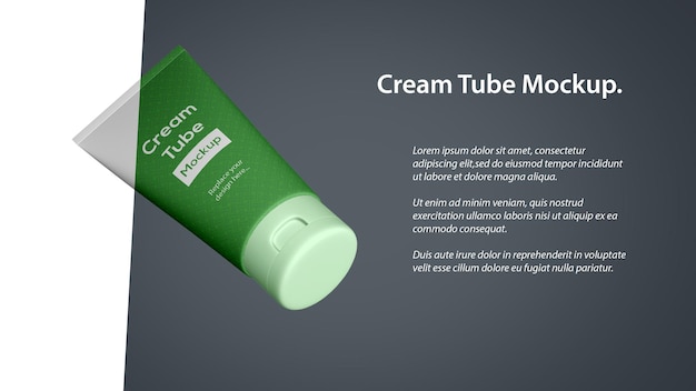 Cosmetic Cream lotion Tube Packaging Mockup with space for text