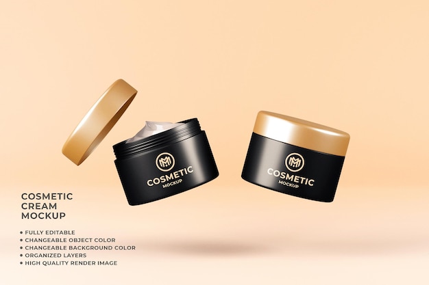 Cosmetic Cream Mockup Floating Changeable Color 3D Render