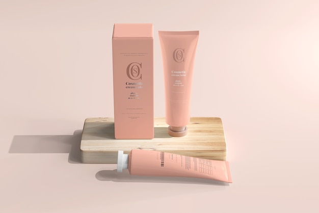 Cosmetic Cream Tube Mockup