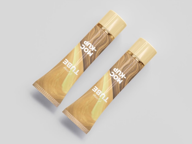 Cosmetic cream tube product mockup psd beauty packaging