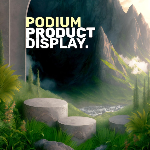 Cosmetic display product natural podium stand summer podium scene for product display 3d rendering