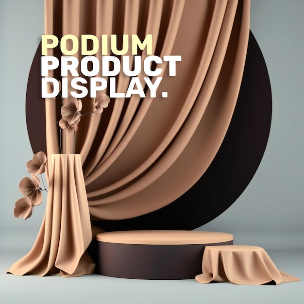 Cosmetic display product podium stand curtain podium scene for product display 3d rendering