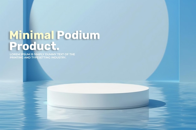 Cosmetic display product podium stand summer podium on blue water reflect and sunlight shadow