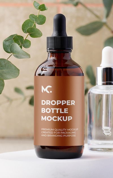 Cosmetic dropper bottle mockup design psd