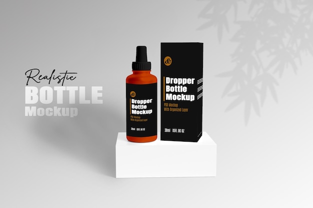 Cosmetic dropper bottle mockup Medical serum dropper bottle 3d mockup