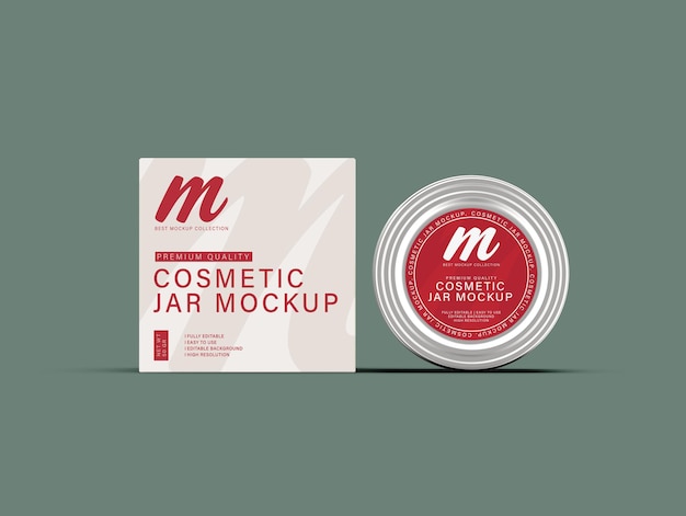 Cosmetic jar and box mockup