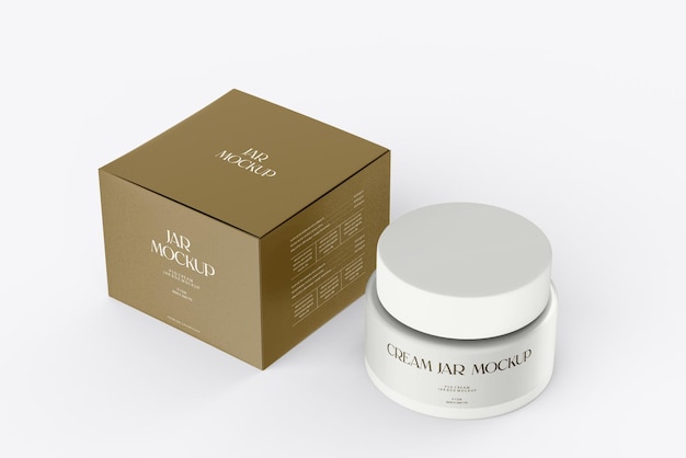 PSD cosmetic jar and box psd mockup