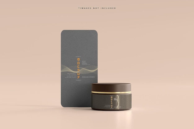 cosmetic Jar with vertical card mockup