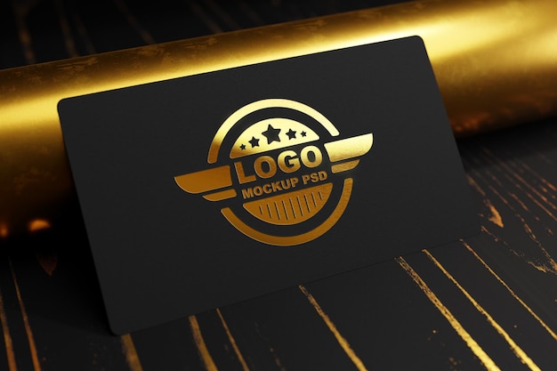 Cosmetic logo mockup and gold effect logo