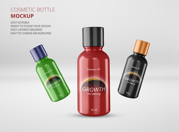 Cosmetic Medical Plastic Amber Bottle Label Design Mockup