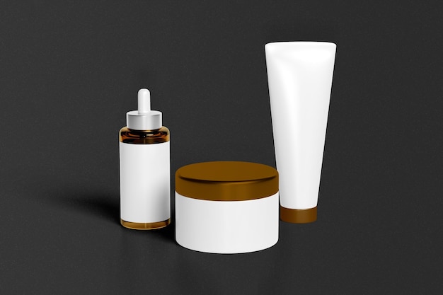 Cosmetic Mockup Bundle Jar Dropper and Tube Front Angle