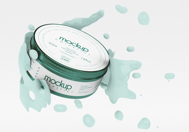 Cosmetic packaging mockup with liquid effect