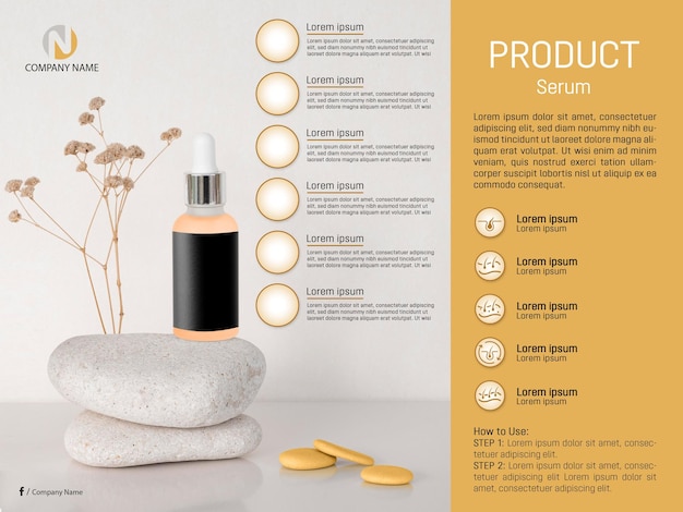 Cosmetic Poster with Display Branding Serum Bottle Mockup