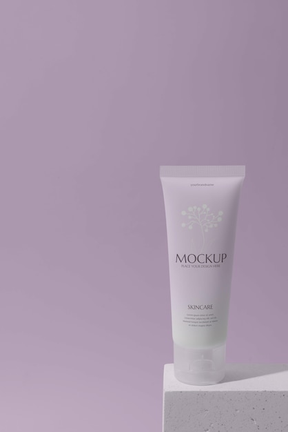 Cosmetic product and packaging purple background