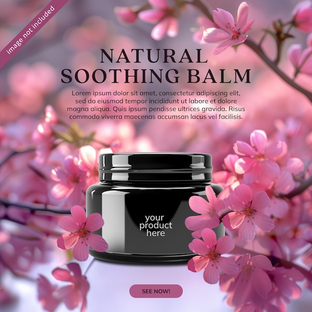 PSD cosmetic product social media post template ideal for beauty industry soothing balm instagram post