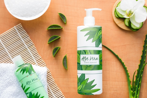 Cosmetic product with aloe vera slices