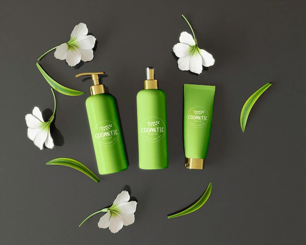 Cosmetic products with leaves and flowers