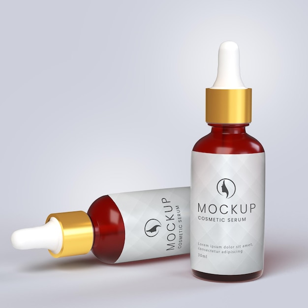 Cosmetic serum or essential oil bottle Mockup