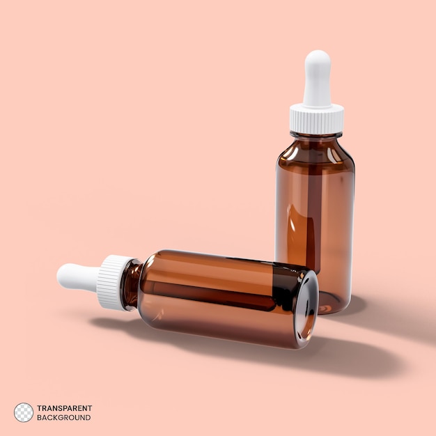 Cosmetic Serum Glass Ampoule Bottle icon 3d render illustration