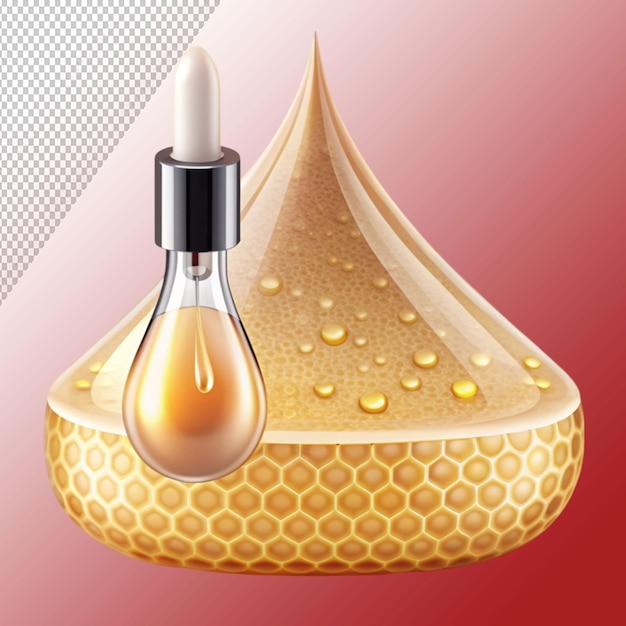 cosmetic serum oil drop on saggy skin layer isolated on transparent background