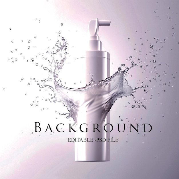 PSD cosmetic skincare product with water splash ultra realistic beautiful light packshot style