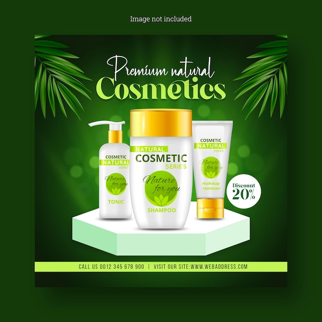 Cosmetics beauty products for makeup sale banner for social media and instagram post