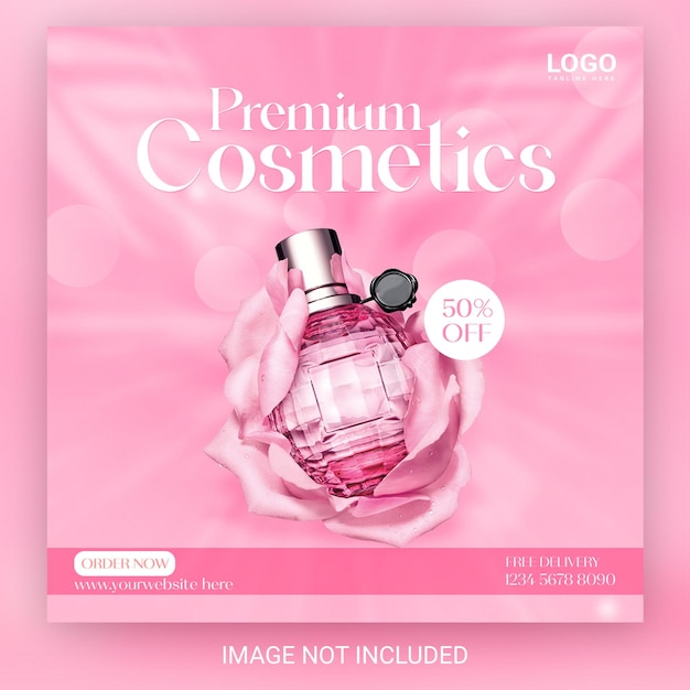 Cosmetics beauty products Promotion social media Instagram and facebook square post banner design