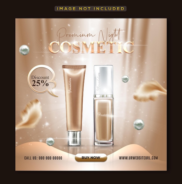 Cosmetics beauty products social media facebook and instagram post banner design Premium Psd