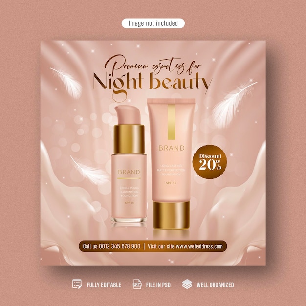 Cosmetics beauty products social media Facebook and instagram post banner design