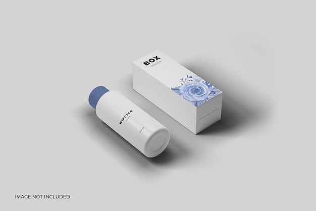 Cosmetics Bottle with Box Mockup