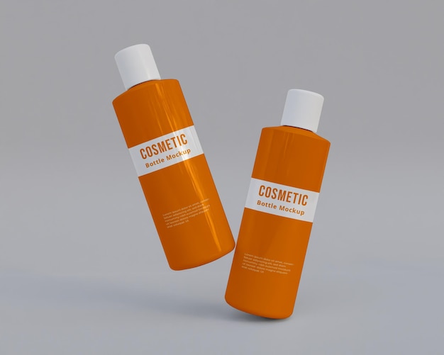 Cosmetics plastics bottle mockup