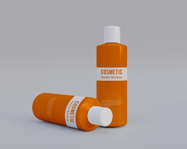 Cosmetics plastics bottle mockup