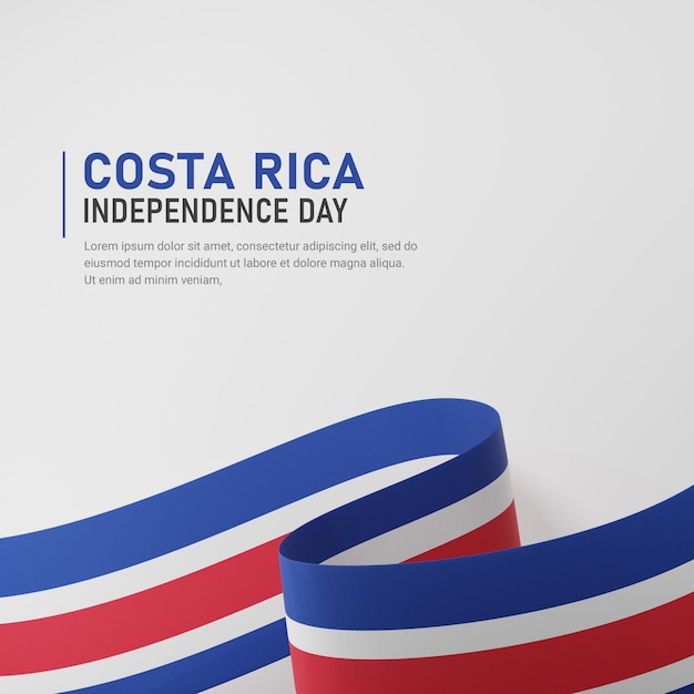 Costa Rica independence day waving ribbon flag square banner template