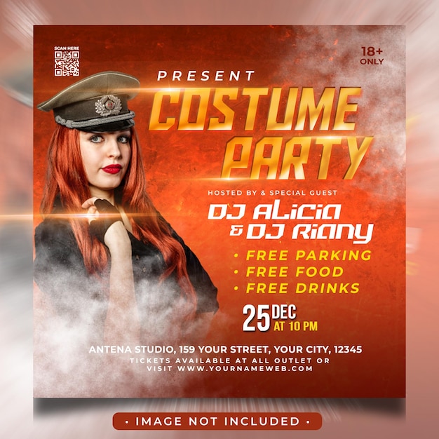 costume night party flyer or social media