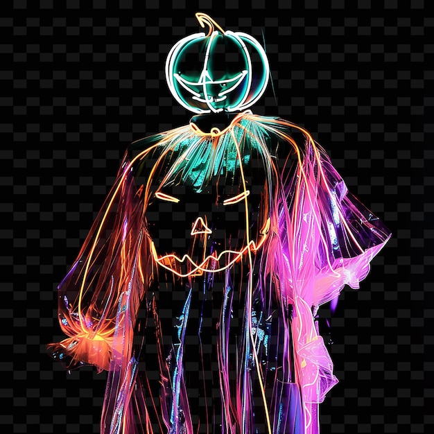 Costume With Themed Design Made With Rayon Voile Glowing in PNG Unique Neon Fashion Clothing