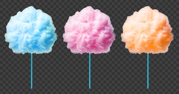 Cotton Candy Set Isolated on Transparent Background