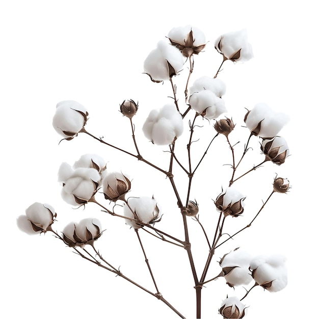 PSD cotton plant flower branch