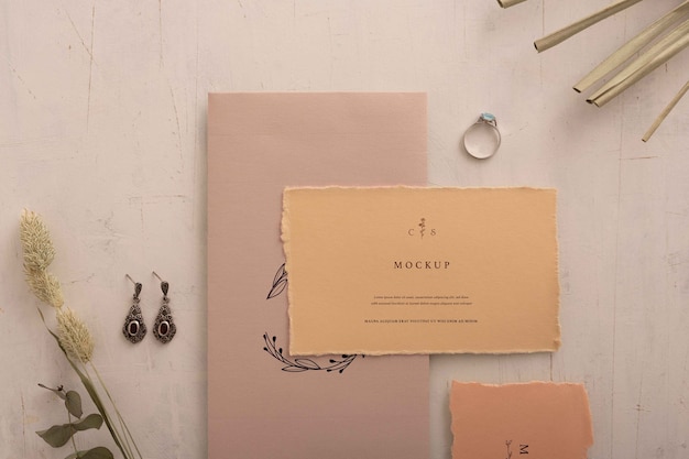 Cotton wedding invitation mockup