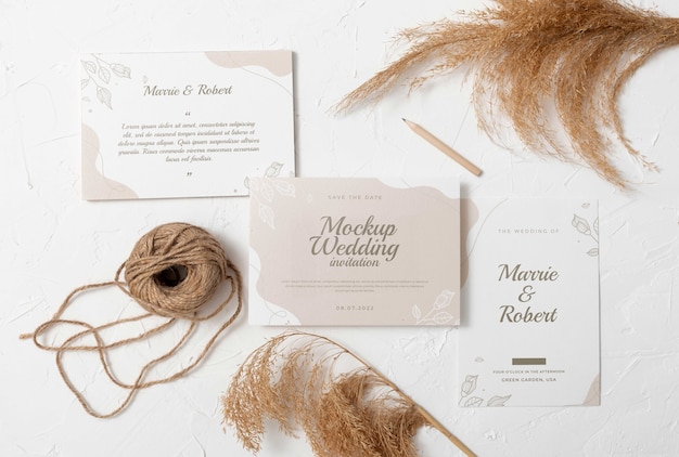 Cotton wedding invitation mockup