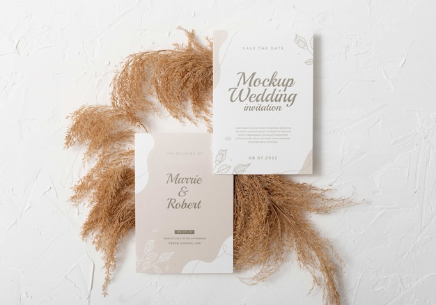 Cotton wedding invitation mockup