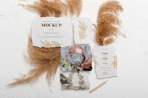 Cotton wedding invitation mockup