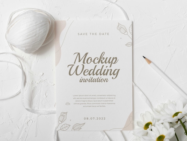 Cotton wedding invitation mockup