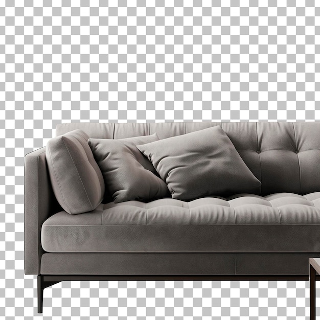 a couch with a gray pillow and a black and white background