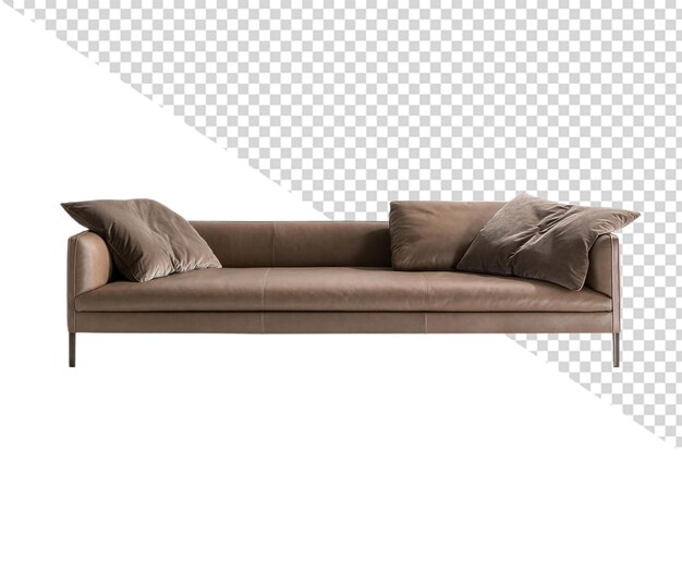 a couch with two pillows on it and a white background