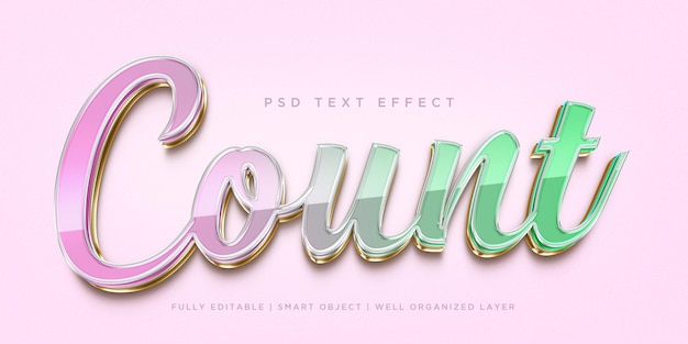 Count 3d style text effect