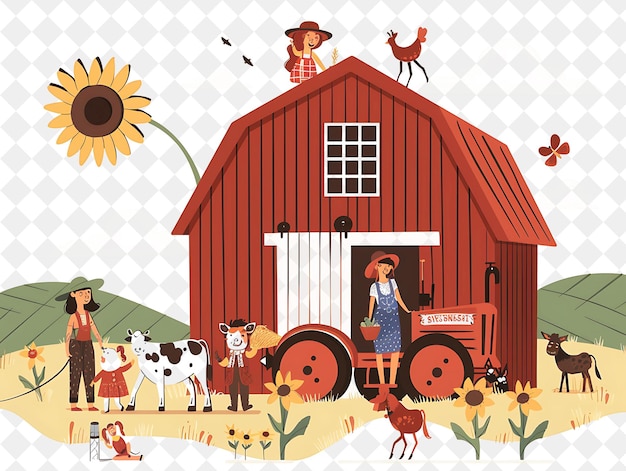 Country Farm With Characters Having a Barn Dance Design Is R People Life Style Flat Illustration