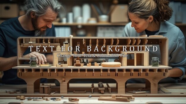 Couple of Architects Examining Wooden Model