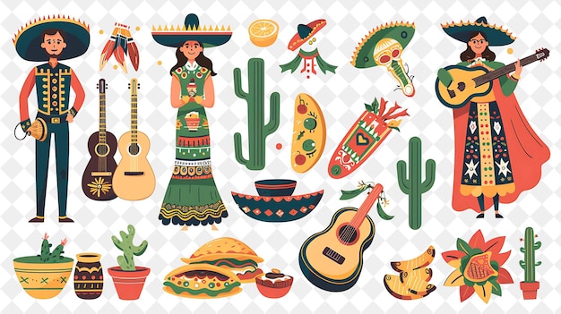 PSD couple attending a cinco de mayo fiesta design is vibrant an flat illustration festival of the world