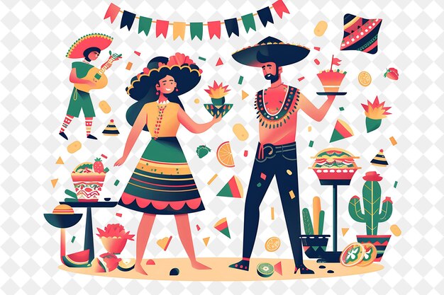 Couple Attending a Cinco De Mayo Fiesta Design Is Vibrant an Flat Illustration Festival of The World