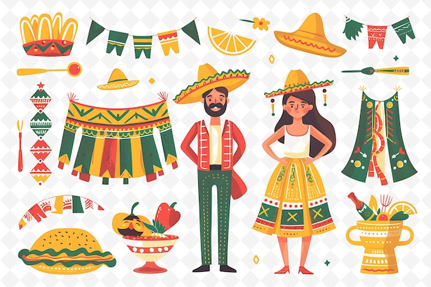 Couple Attending a Cinco De Mayo Party Design Is Vibrant and Flat Illustration Culture Character